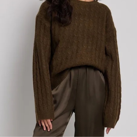 NA-KD x Claire Rose Oversized Cable Knitted Wool Blend Sweater - Picture 1 of 6